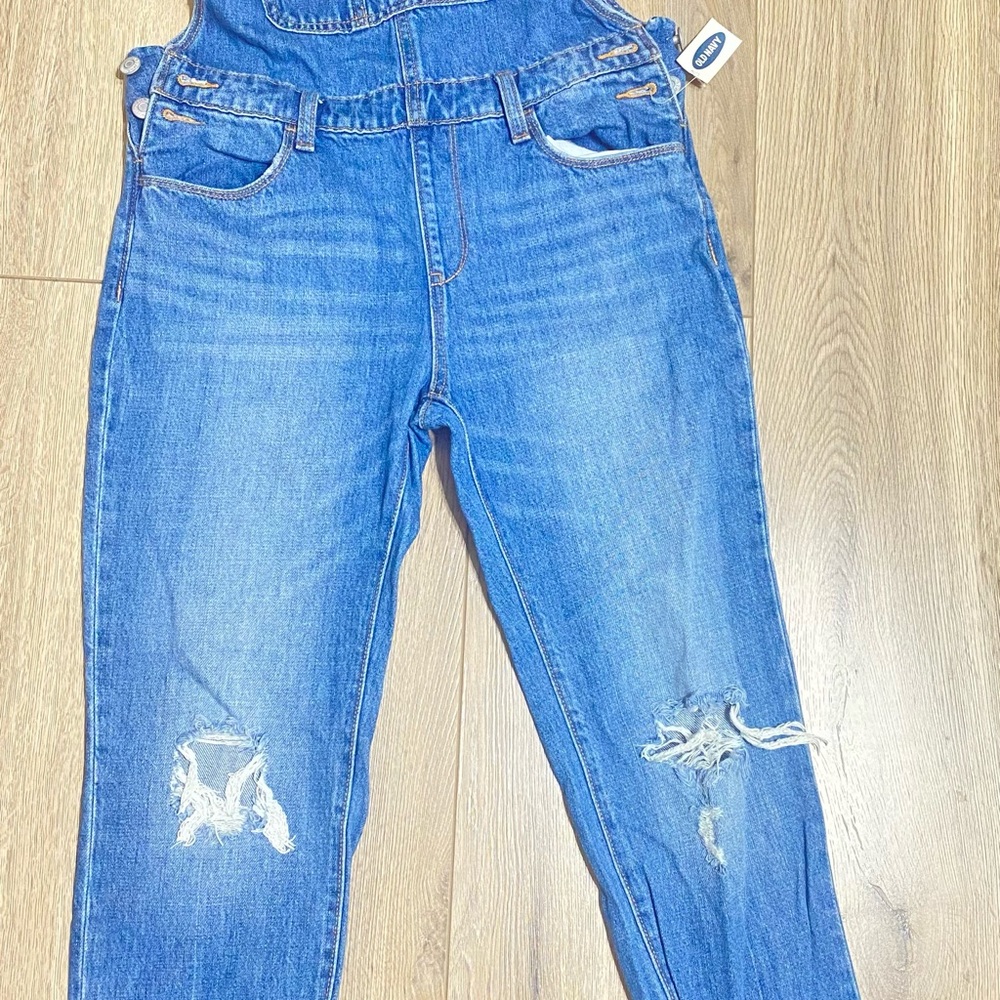 Old Navy Blue Distressed Women's Jeans Overalls